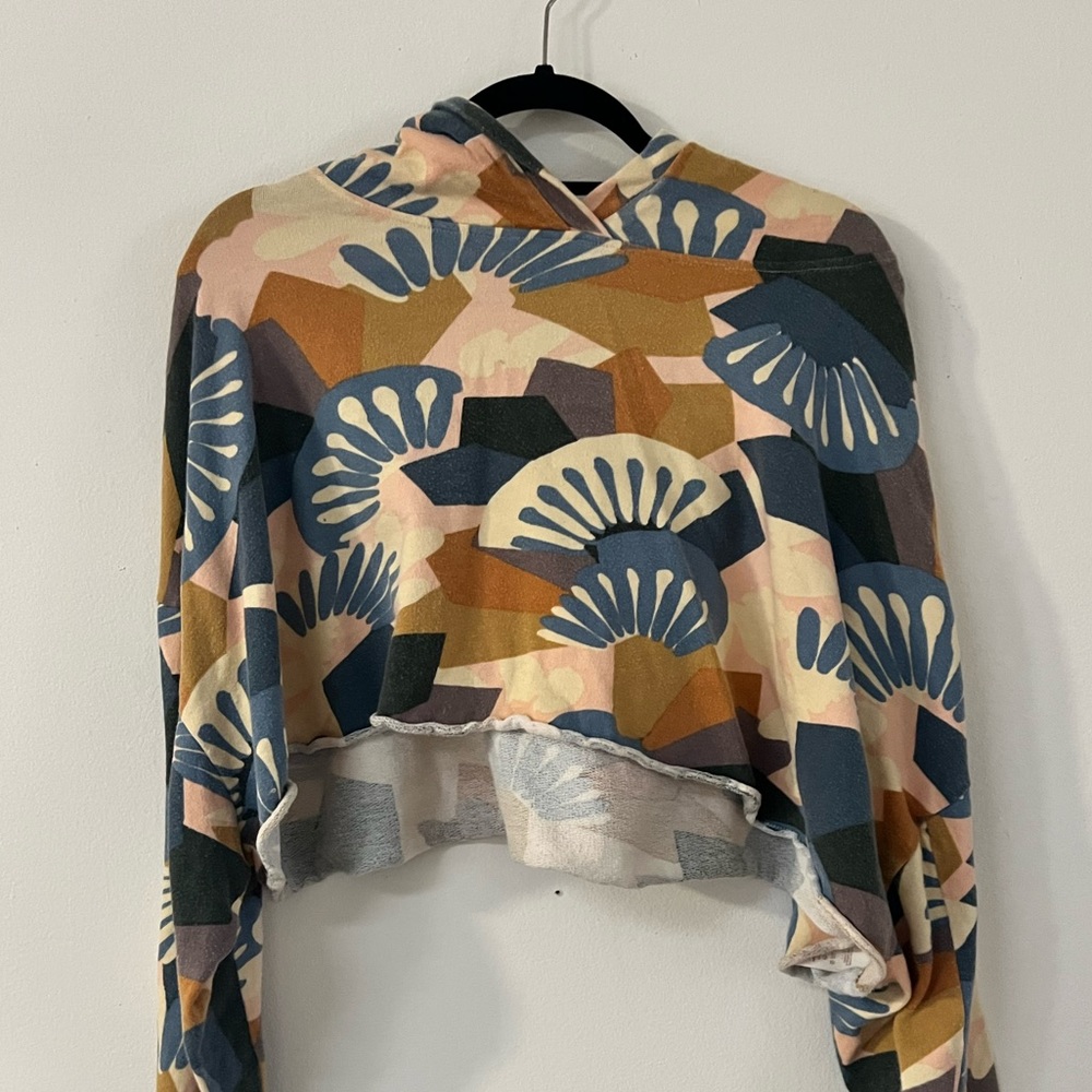 free people abstract cropped hoodie